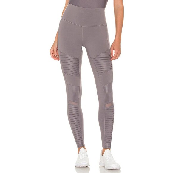 ALO Yoga Pants - ALO Yoga Women's High-Waist Moto Legging M Purple Dusk Sporty Edgy Trend EUC B31